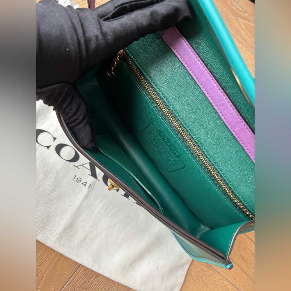 COACH Turnlock Clutch in Colorblock - Picture 8 of 16